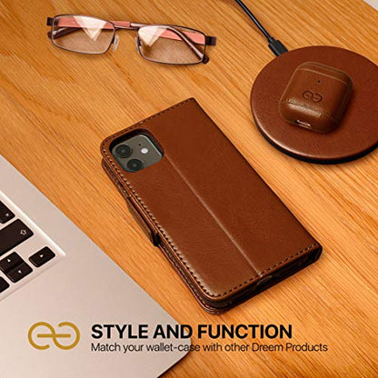 Dreem Fibonacci 2-in-1 Wallet Case for Apple iPhone 8 Plus & 7 Plus - Luxury Vegan Leather, Magnetic Detachable Shockproof Phone Case, RFID Card Protection, 2-Way Flip Stand - Chocolate - color: Chocolate, size: iPhone 8 Plus & 7 Plus