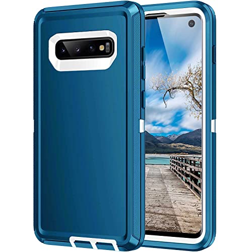 for Galaxy S10 Case,[Without Screen Protector] Heavy Duty Shockproof Dust/Drop Poof 3 Layers Full Bady Protection Rugged Case for Galaxy S10,Turquoise/White - color: Turquoise/White