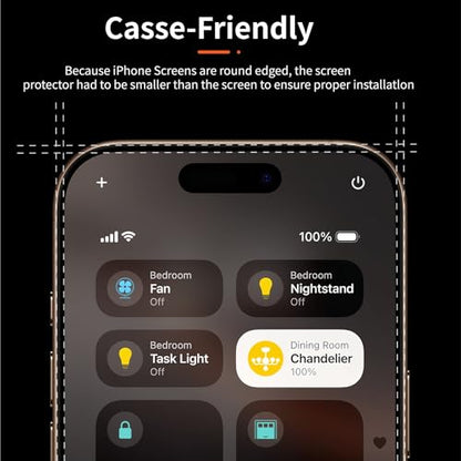 SAMKE 3Pcs Screen Protector for iPhone 15/15Pro and iPhone16 Tempered Glass - size: iPhone 16 and iPhone 15/15Pro