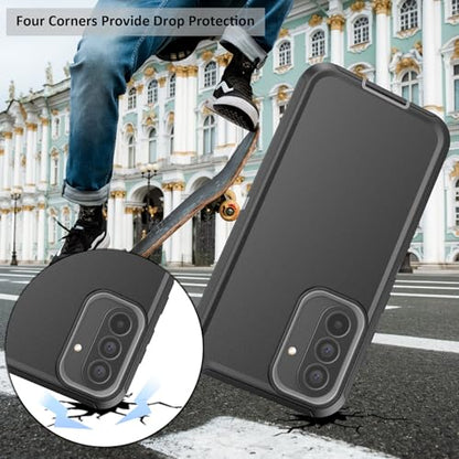 Compatible with Samsung Galaxy A37 Case, with Belt Clip Holster Heavy Duty Rugged Shockproof Full Body Protection Kickstand Cover for Samsung Galaxy A37 Phone (Black+Grey) - color: Black+Grey