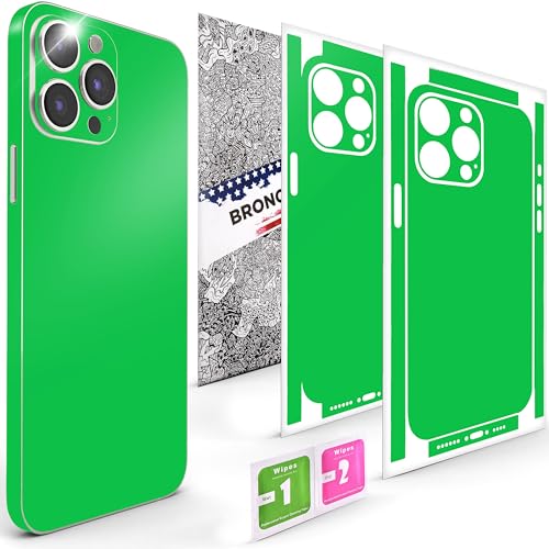 2Pcs Skin Wrap Compatible for iPhone 15 Pro – Slim Decal Vinyl Protective Film for Sides & Back – Sleek Fit, Premium Look – Compatible with All iPhone 15 Pro Cases - Green - color: Green