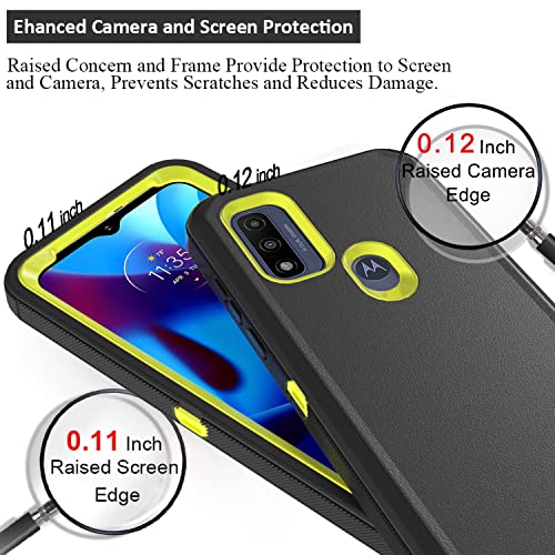 Compatible with Motorola G Pure/Moto G Power 2022 Case, Heavy Duty Rugged Shockproof Full Body Protection Kickstand Case with Belt Clip Holster for Motorola G Pure 6.5 inch Phone (Black+Yellow) - color: Black+Yellow