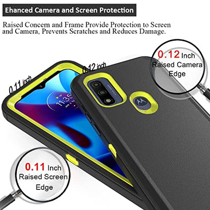 Compatible with Motorola G Pure/Moto G Power 2022 Case, Heavy Duty Rugged Shockproof Full Body Protection Kickstand Case with Belt Clip Holster for Motorola G Pure 6.5 inch Phone (Black+Yellow) - color: Black+Yellow