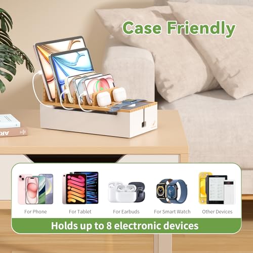 Pezin Hulin Multi Devices Charging Station - Natural +White - color: Natural+White