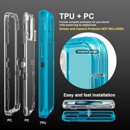Follaroma for iPhone 15 Case, Shockproof Protection, Crystal Blue | Heavy Duty Shockproof Protection Phone Cases, Anti-Drop, Dual Layer Transparent Rugged Protective Cover, 6.1 inch - color: Blue, size: iPhone 15 6.1‘’