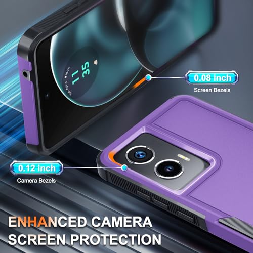 Case Compatible with Moto G Stylus 5G 2024, Full Body Heavy Duty Rugged Shockproof Protective Phone Cover with Lanyard Strap, Tempered Glass Screen Protector, Lavender | with Tempered Glass Screen Protector+Lanyard Strap,Rugged Shockproof Protective Phone