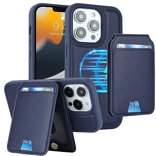 iCoverCase Wallet Case for iPhone 13 Pro Max/12 Pro Max Compatible with MagSafe, Magnetic Detachable Card Slots Holder PU Leather Kickstand Wireless Charging Case 6.7 Inch (Dark Blue) - color: Dark Blue