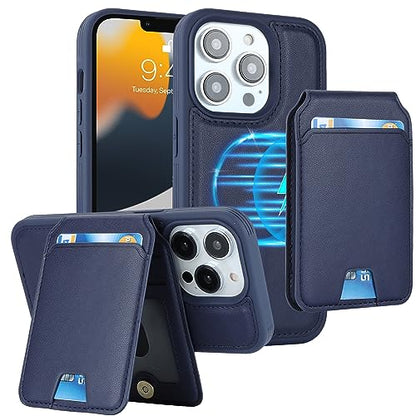 iCoverCase Wallet Case for iPhone 13 Pro Max/12 Pro Max Compatible with MagSafe, Magnetic Detachable Card Slots Holder PU Leather Kickstand Wireless Charging Case 6.7 Inch (Dark Blue) - color: Dark Blue