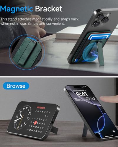 Phone Card Holder Wallet with Stand, Hold 6 Card for iPhone Andriod - color: Green