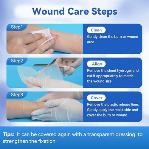 Dimora Hydrogel Burn and Wound Dressing 4" x 4" - Hydrogel Nipple Pads Instant Cooling Relief for Minor Burns & Wounds, Soothing Moist Burn Pads for 1st-2nd Degree Burns, Cuts, Abrasions, (10 Count) - size: 4" x 4" (10 Count)