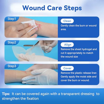 Dimora Hydrogel Burn and Wound Dressing 4" x 4" - Hydrogel Nipple Pads Instant Cooling Relief for Minor Burns & Wounds, Soothing Moist Burn Pads for 1st-2nd Degree Burns, Cuts, Abrasions, (10 Count) - size: 4" x 4" (10 Count)