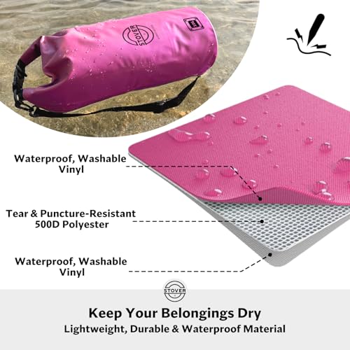 STOVER 5/10/25/30/40L Waterproof Dry Bag, Medium Lightweight Roll Top Dry Bag Backpack w/Waterproof Phone Case, Kayaking, Travel, Hiking, Fishing, Tubing, Camping, the Beach, Men/Women (Pink) - color: 5/10l Pink, size: 10L