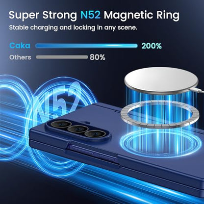 Caka Magnetic for Samsung Galaxy Z Fold 6 Case with Hidden Kickstand Blue - color: Blue
