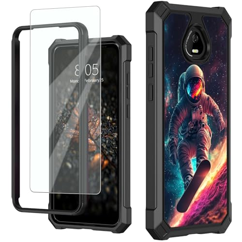 for Schok Volt Sv67q Sv67332 Case with Screen Protector, Military Grade Drop Protection, Dual Layer Hybrid Shockproof Protection TPU Phone Case for Schok Volt Sv67q, Astronaut Snowboarding - color: Astronaut Snowboarding