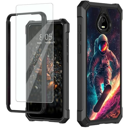for Schok Volt Sv67q Sv67332 Case with Screen Protector, Military Grade Drop Protection, Dual Layer Hybrid Shockproof Protection TPU Phone Case for Schok Volt Sv67q, Astronaut Snowboarding - color: Astronaut Snowboarding