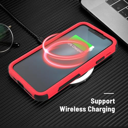 X-belmox for iPhone XR Phone Case [Dropproof] Shockproof 3-Layers Red Black | Heavy Duty Drop Protection Cover for iPhone XR 6.1 Inch with Screen Protector Rugged XR Phone Case, Red Black - color: Red/Black