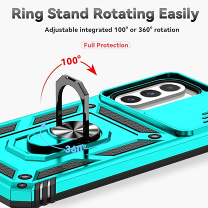 for Samsung Galaxy A17 / Galaxy A26 5G Case, with Slide Camera Cover HD Screen Protector [Military Grade Drop Tested] Ring Holder Kickstand Protective Phone Case for Samsung Galaxy A17, Mint - color: Mint w/ Slide Camera 2nd gen. Military Grade