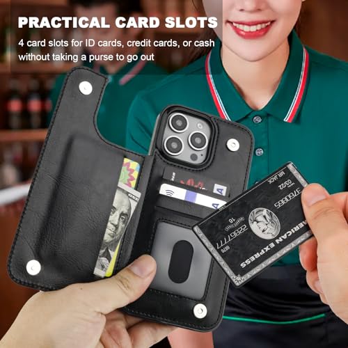 ONETOP for iPhone 16 Pro Max Wallet Case with Credit Card Holder,Black - color: Black