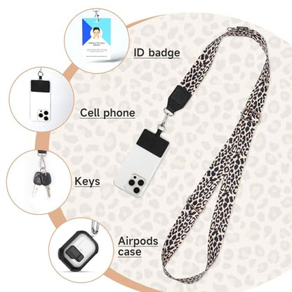 FUVLIFE Cell Phone Lanyard Crossbody, Clip and Go Phone Strap with Wallet - color: Leopard