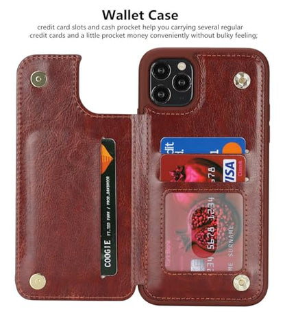 iCoverCase Compatible with iPhone 11 Pro Phone Case with Card Holder, Wallet Case for Women Men RFID Blocking PU Leather Protective Case 5.8 Inch (Dark Brown) - color: Dark Brown