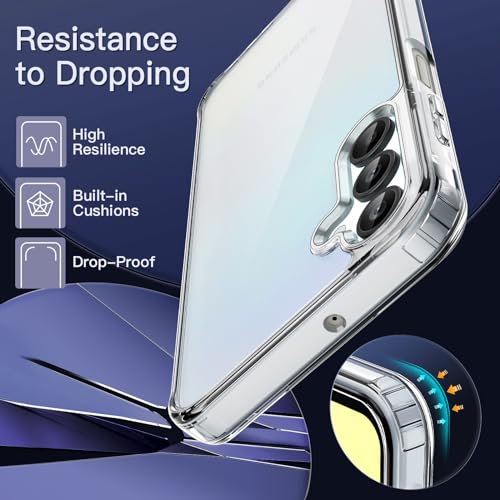 JETech Case for Samsung Galaxy A15, Anti-Yellowing, Clear | Shockproof Protection, Scratch Resistant Hard PC Back, Durable Transparent TPU Bumper - color: Clear, size: Galaxy A15