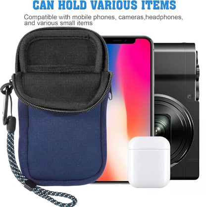 Pwsap Phone Sock, Universal Shock & Impact Resistant Neoprene Pouch with Carabiner and Lanyard Strap Sleeve Case for Hiking & Travelling Phone Bag Fits Phones up to 7 Inches, Blue, M - color: Blue, size: M