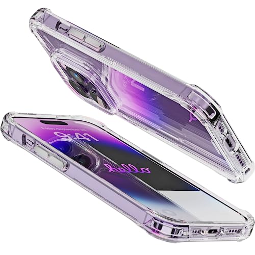 REBEL Phone Clear Case for iPhone 14 Pro [Crystal Series Gen-4] Non-Yellowing, Transparent, Anti-Scratch, Protective Shockproof Bumpers, Metal Buttons, 6.1 Inch 2023 Cover (Crystal Clear, No MagSafe) - color: Crystal Clear, No MagSafe, size: iPhone 14 Pro