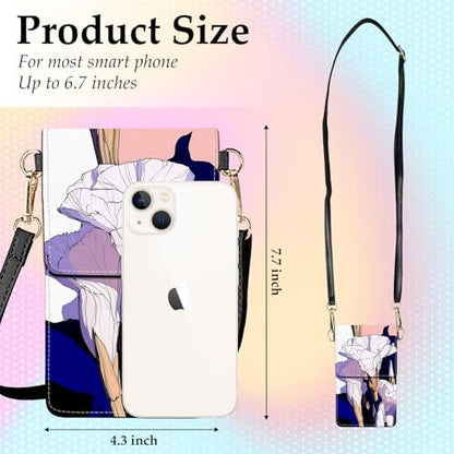 Small Crossbody Bags for Women Touchscreen Cell Phone Bag Cross Body Purses with adjustable Strap,Gifts For Teenage Girls - color: Mauve Flowers