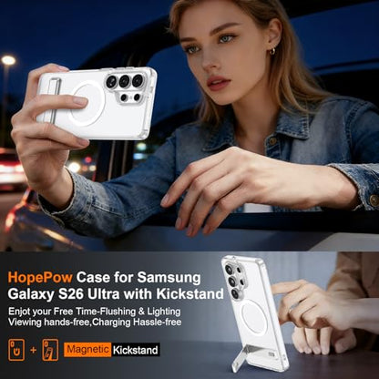 for Samsung Galaxy S26 Ultra Case with Kickstand,Shockproof Phone Case with Stand,Camera Frame with Raised Protection,Anti-Skid Case Phone Fits for Magsafe for Galaxy S26 Ultra Cover,6.9"-Clear - color: Clear