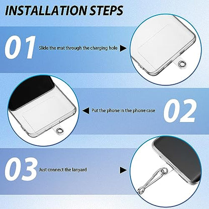 Tenceur 100 Pcs Universal Phone Tether Tab Plastic Lanyard Patch with Metal Ring for Wrist Cell Phone Lanyard Strap Fit Most Smartphones Safety Drop Protection, Clear