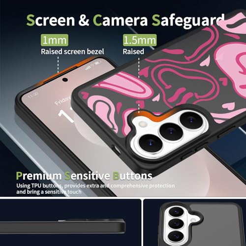 for Samsung Galaxy S26 5G Case: Cute Flowers Floral Design for Girls Women Translucent Matte Slim Soft TPU Bumper Shockproof Silicone Cell Phone Cover (Fun Smiley) - color: Smiley