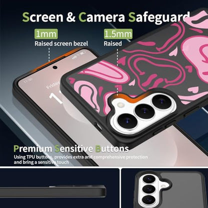for Samsung Galaxy S26 5G Case: Cute Flowers Floral Design for Girls Women Translucent Matte Slim Soft TPU Bumper Shockproof Silicone Cell Phone Cover (Fun Smiley) - color: Smiley