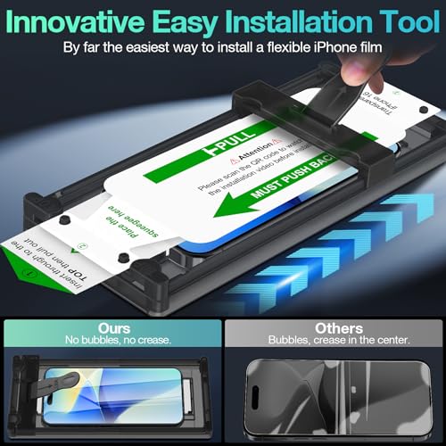 3 Pack for iPhone 16 Plus Screen Protector Film (NOT Glass), Ultra-Thin Flexible Hydrogel Film Screen Protector for iPhone 16 Plus with [Easy Installation Tray], Non-breakable - size: iPhone 16 Plus