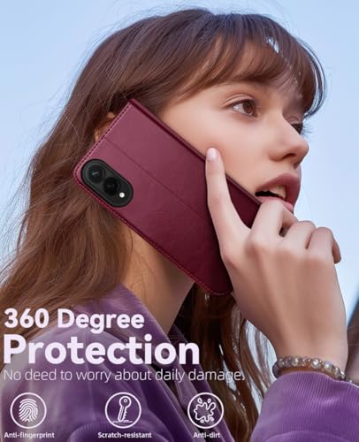 OCASE Compatible with Galaxy S25 Edge Wallet Case, PU Leather Flip Folio Case with Card Holders RFID Blocking Kickstand [Shockproof TPU Inner Shell] Protective Phone Cover 2025, Burgundy - color: Burgundy, size: Samsung Galaxy S25 Edge