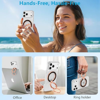 Magnetic Phone Ring Grip for MagSafe, Dual-Sided Magnetic Phone Ring Holder - color: rose-gold