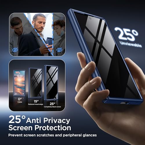 TONGATE Wallet for Z Fold 7 Case with Privacy Screen Protector, Blue - color: Blue