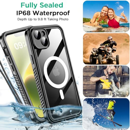 AICase iPhone 14 Case Waterproof with MagSafe Clear Snowproof,Dustproof and Shockproof,IP68 Certified Full Body 360 Protection Fully Sealed Underwater Cover for iPhone 14 6.1" - color: iphone 14 Waterproof Case