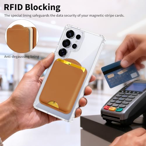 Magnetic Wallet for Samsung Galaxy S26 S25 S24 Series, Fold 8 Ultra with Magsafe Case, for iPhone 17-12 Series, RFID Blocking Leather Magnetic Card Holder | Holds 3 Cards | Brown - color: Brown