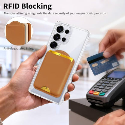Magnetic Wallet for Samsung Galaxy S26 S25 S24 Series, Fold 8 Ultra with Magsafe Case, for iPhone 17-12 Series, RFID Blocking Leather Magnetic Card Holder | Holds 3 Cards | Brown - color: Brown