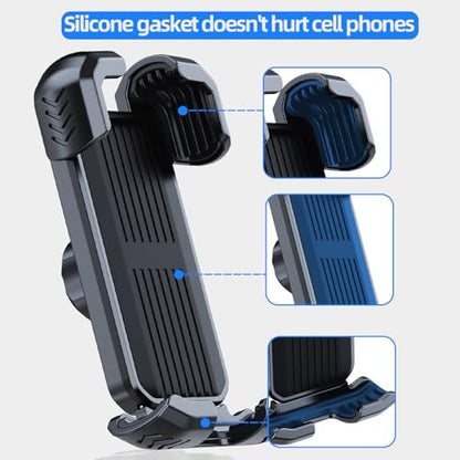 Bicycle Phone Holder - Universal Motorcycle Handlebar Mount, Adjustable for iPhone Samsung & Smartphones, Easy Installation for Road Mountain Bikes, Electric Scooter & Stroller