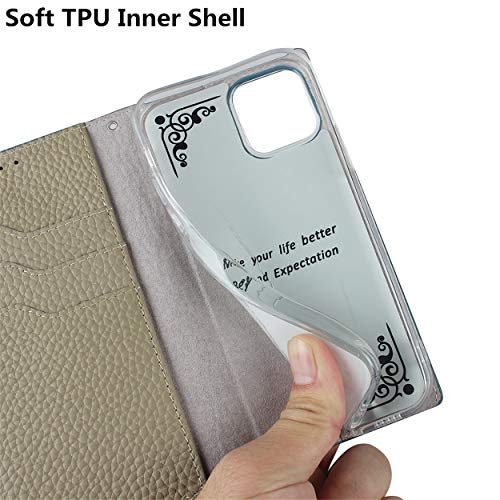 iCoverCase Compatible with iPhone 13 Pro Wallet Case, RFID Blocking Genuine Leather Magnetic Case with Wrist Strap and Card Slots Kickstand Feature Flip Cover 6.1 Inch (Light Blue) - color: Light Blue, size: iPhone 13 Pro