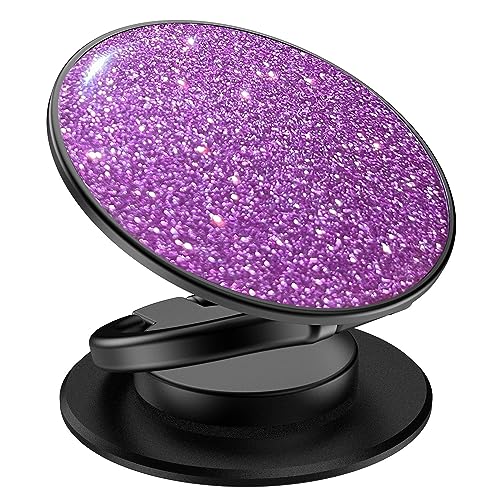 Phone Grip, Phone Ring Holder Finger Kickstand, 360°Rotation & Adjustable Metal Cell Phone Rings Gripper Stand Work with Magnetic Car Mount for iPhone Samsung & Other Phones - Sparkle Purple - color: Sparkle Purple
