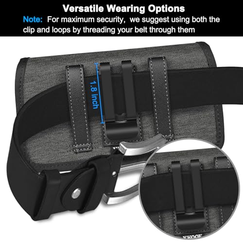 ykooe Rugged Nylon Holster Compatible with iPhone 17 16 15 14 13 12 & Pro Models, Galaxy S25, S24, S23, S22,S21 Cell Phone Belt Holder for Men, Dark Grey - L - color: Dark Gray, size: L