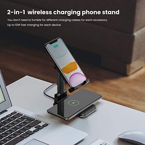 2 in 1 Wireless Charger, Dual Wireless Charging Desk Phone Stand