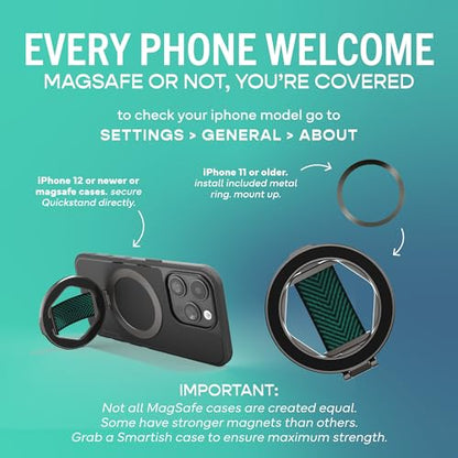 Smartish MagSafe Phone Grip, Quickstand, Kickstand Ring Holder, Green - color: So Jaded