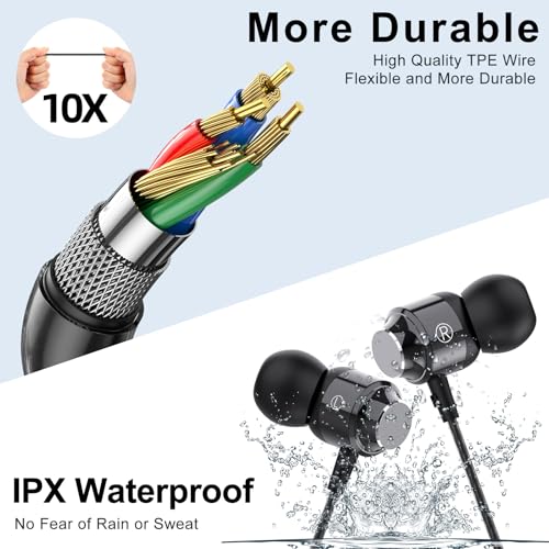 USB C Headphones for Samsung Galaxy S24 S23Ultra FE S22, USB C Earphones Wired with Mic Stereo Type C Headphones Magnetic in-Ear Type C Earbuds for Galaxy A55 A16 A35 ipad iPhone 16 15