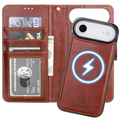 Bocasal for MagSafe Wallet Case Card Holder for iPhone 17 Air, Brown - color: Brown for MagSafe