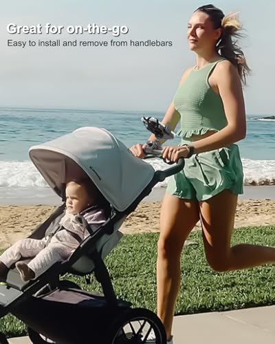 Stroller Phone Holder, [Secure Strap Protection] Phone Clamp Mount
