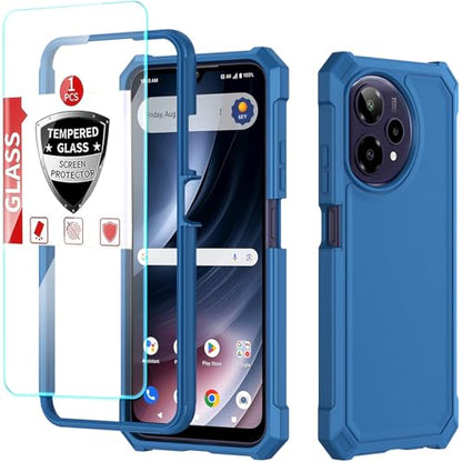 DpS for Cricket Icon Plus 2026/AT&T Verge 2 Case 3-in-1, Icon Plus 2026/Verge 2 with Screen Protector, Dual-Layer Full Body Protection,Hard PC Bumper&Silicone Back Military Grade Cover. (Blue) - color: Blue