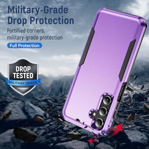 Phone Case for Samsung Galaxy A17 5G Case, Samsung A17 5G Case with Tempered Glass Screen Protector, Soft TPU Hard Back Double Layer Phone Cover (Violet) - color: Violet